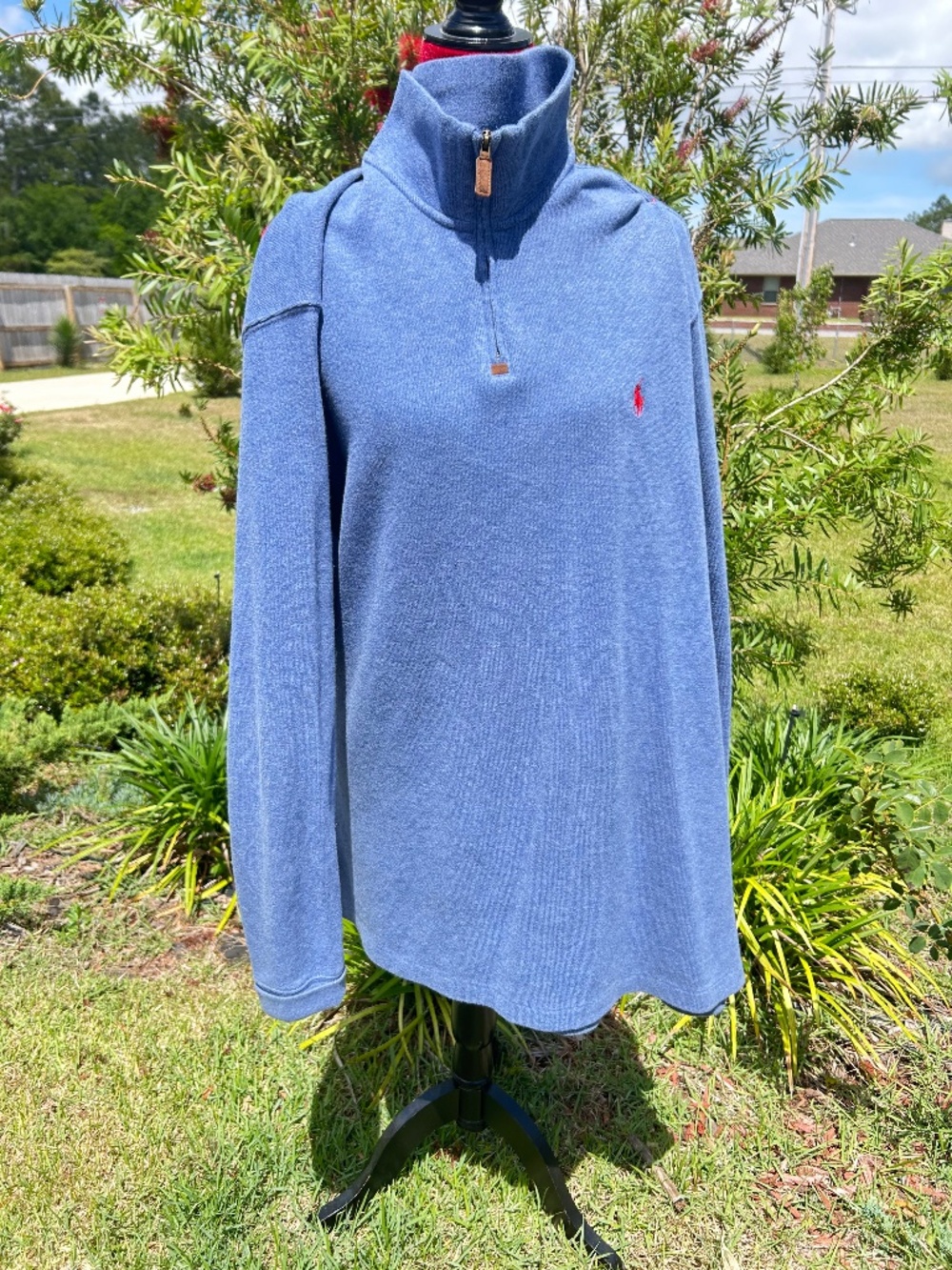 Polo Ralph Lauren Blue Quarter Zip Sweater XXL Pony Logo